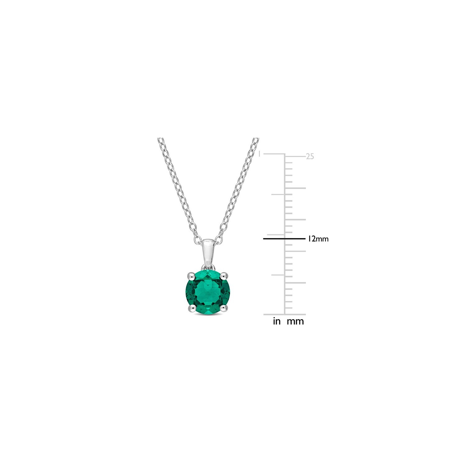 1.15 Carat Lab-Created Emerald Solitaire Pendant Necklace in Sterling Silver with Chain
