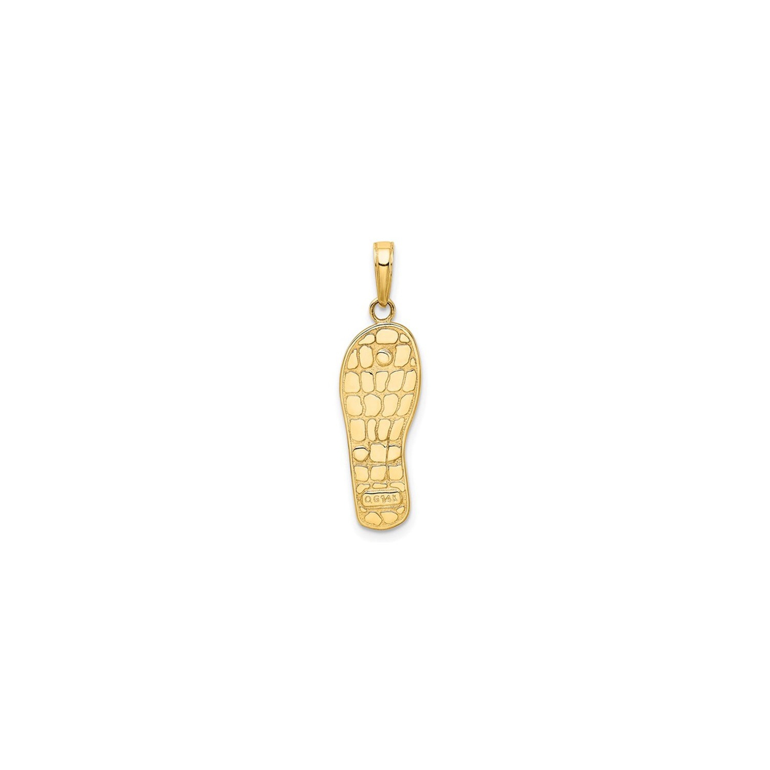 14K Yellow Gold 3D Flip-Flop Sandal Charm Pendant