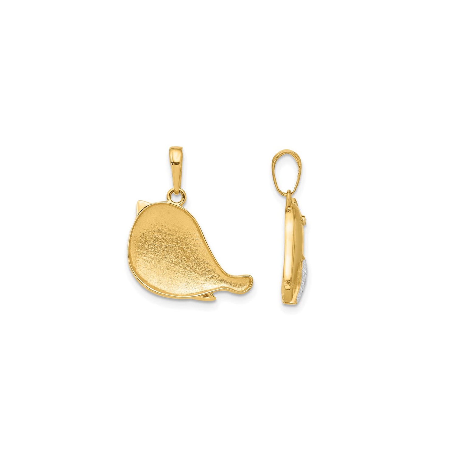 Collier à pendentif en or jaune 14K ct avec breloque en forme d'oiseau et chaîne