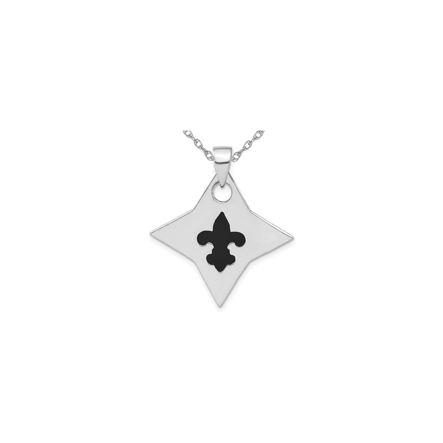 Sterling Silver Fleur De Lis Pendant Necklace with Chain