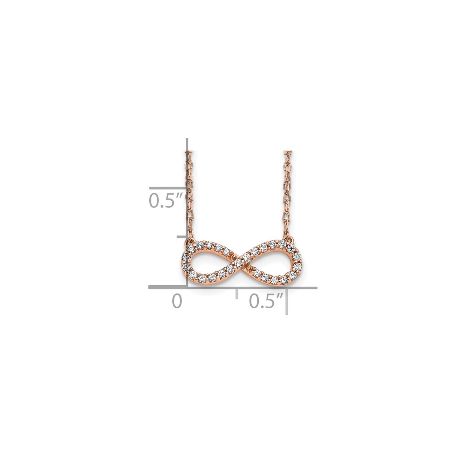 1/7 Carat Diamond Infinity Necklace in 10K Rose Pink Gold with Chain