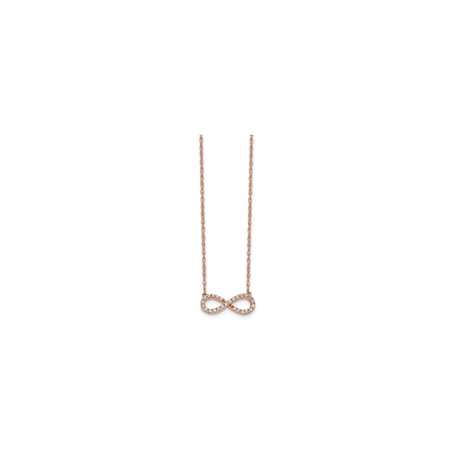 1/7 Carat Diamond Infinity Necklace in 10K Rose Pink Gold with Chain
