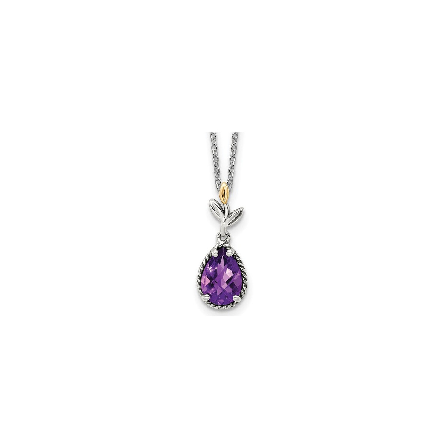 1.55 Carat Amethyst Drop Pendant Necklace in Sterling Silver with Chain