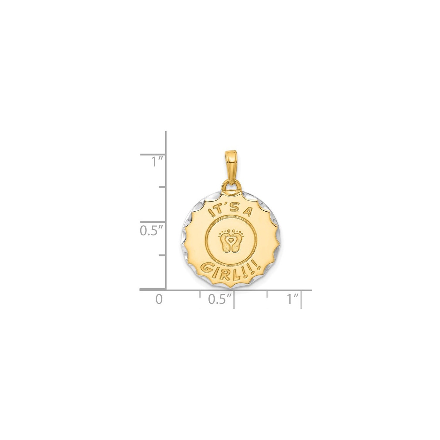 14K Yellow Gold Its A Girl Disc Pendant Necklace with Chain