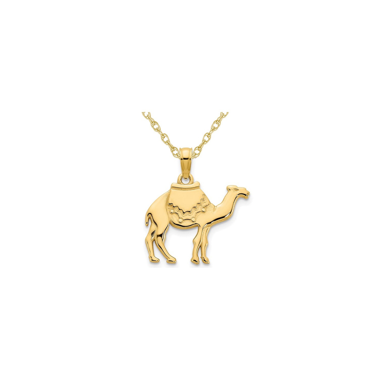 14K Yellow Gold Camel Charm Pendant Necklace with Chain