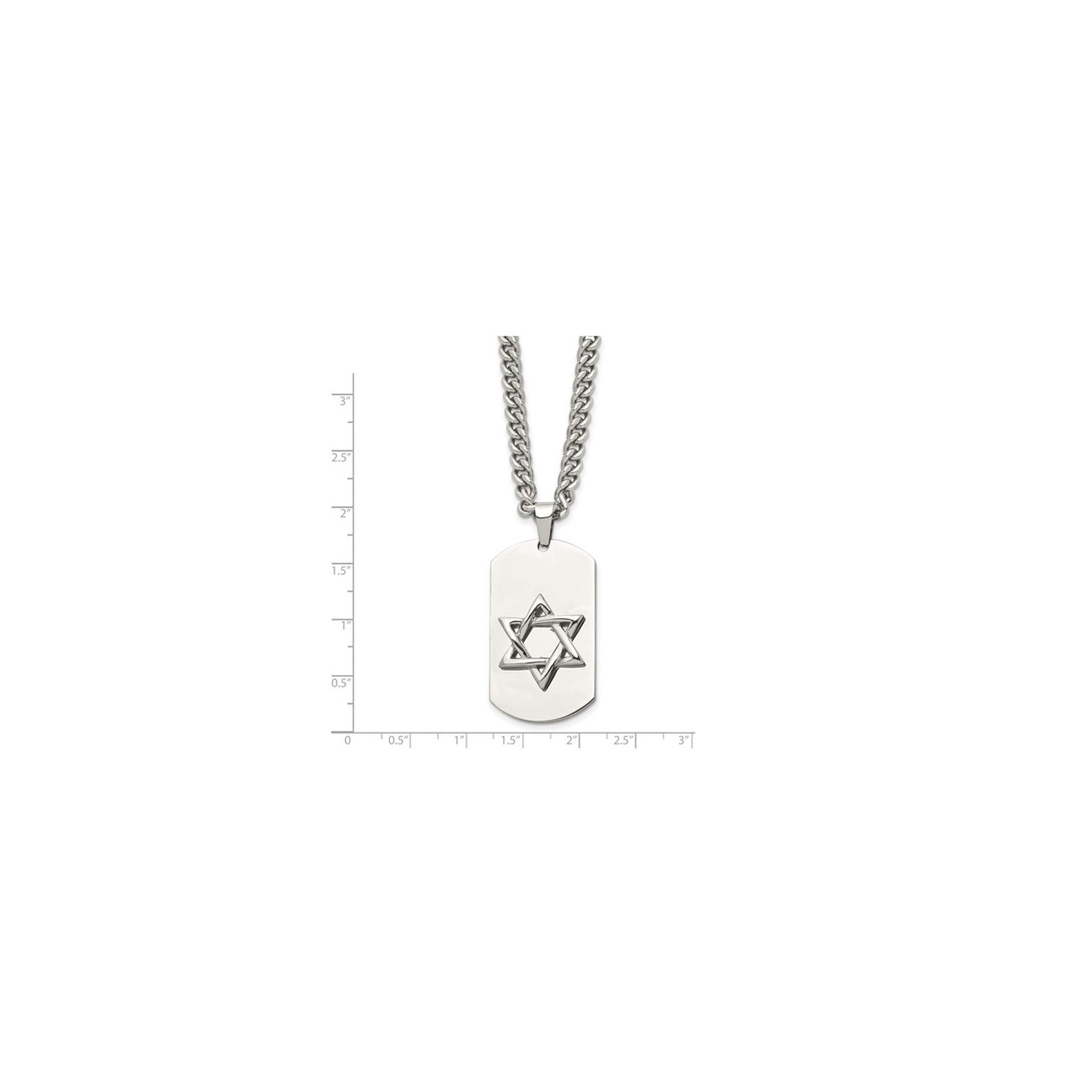 Collier à pendentif plaque d'identité homme, étoile de David, acier inoxydable, chaîne