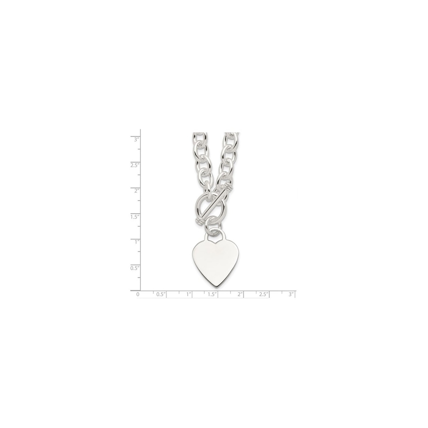 Sterling Silver Heart Fancy Link Toggle Necklace