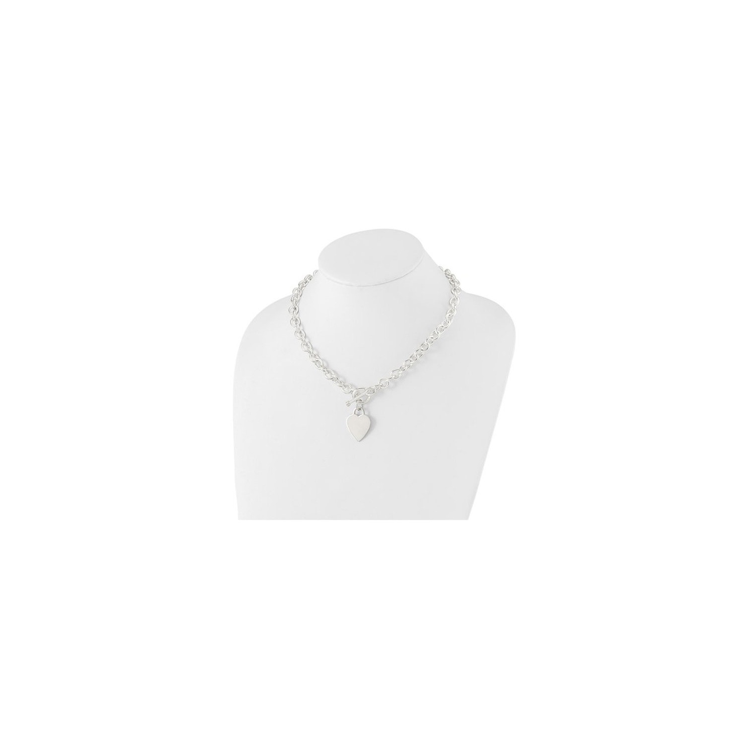 Sterling Silver Heart Fancy Link Toggle Necklace