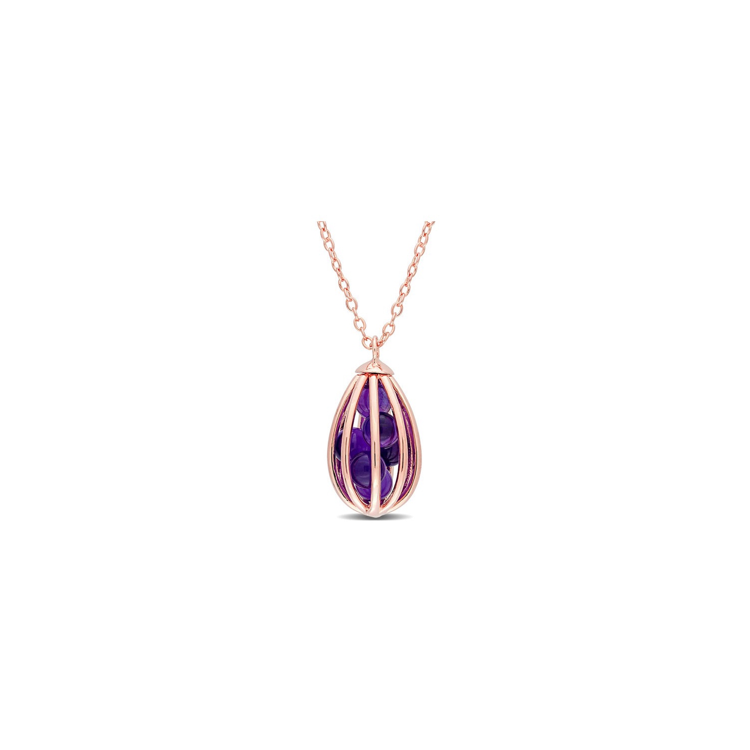 2.70 Carat Amethyst Drop Pendant Necklace in Rose Plated Sterling Silver with Chain