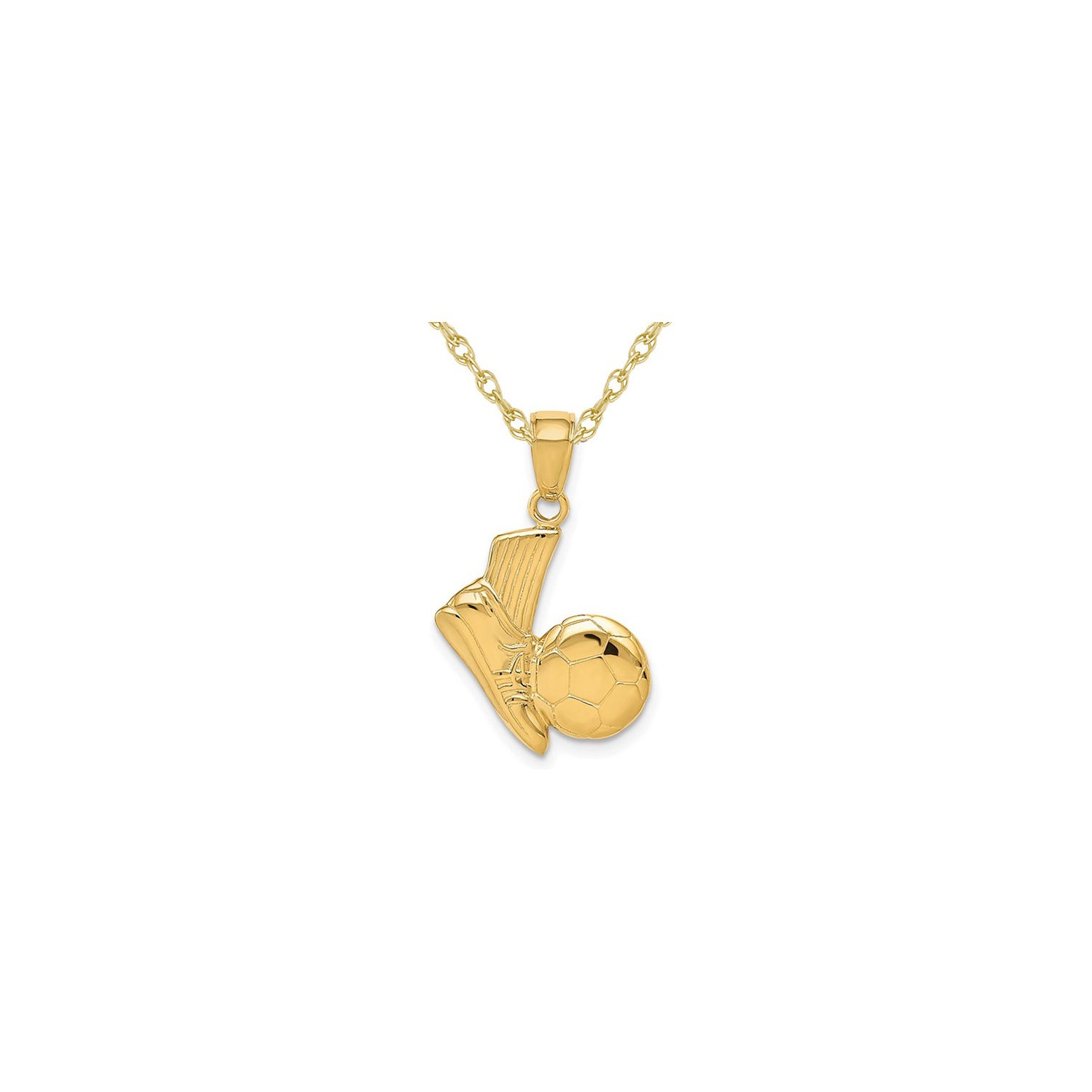 14K Yellow Gold Kicking Ball Charm Pendant Necklace with Chain