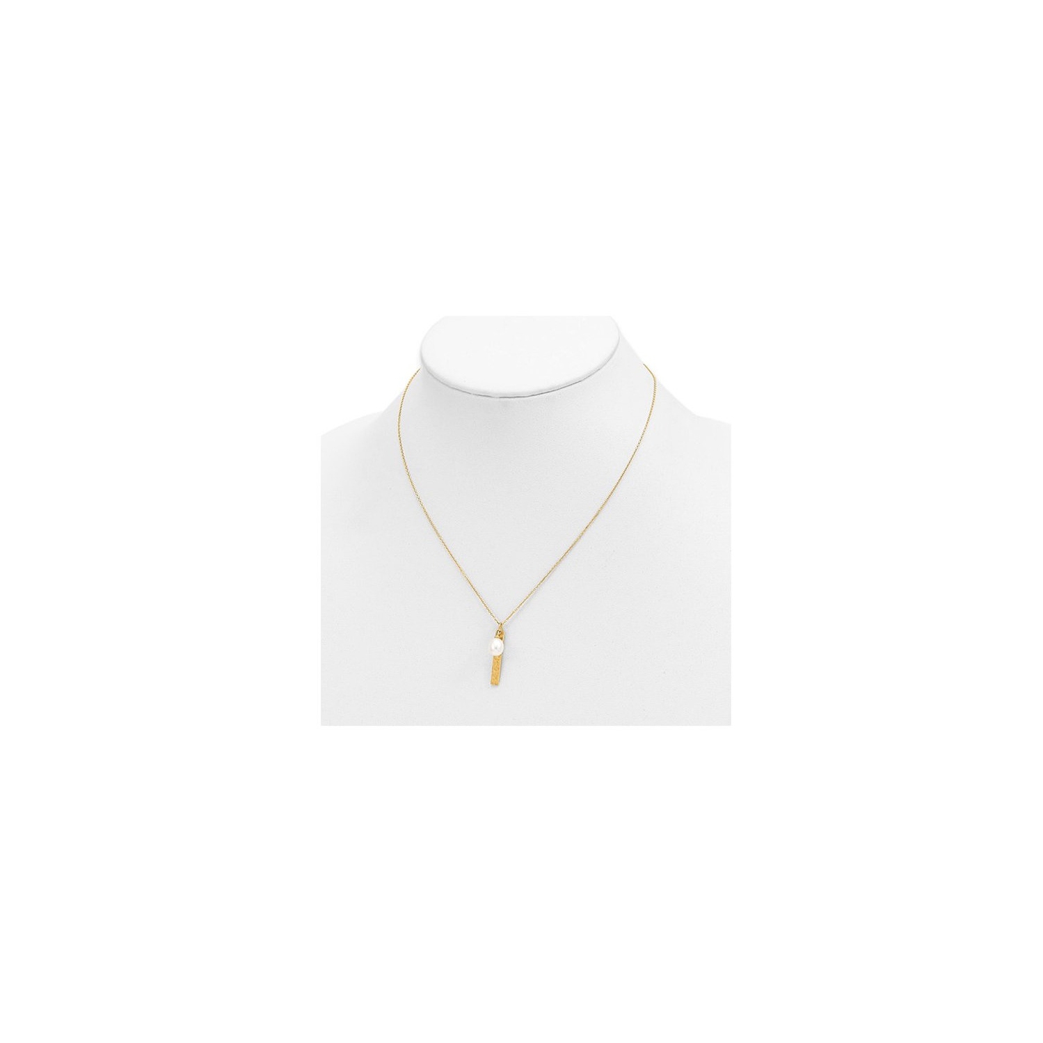 14K Yellow Gold Rice Freshwater Cultured 6-7mm Pearl Drop Pendant Necklace with Chain