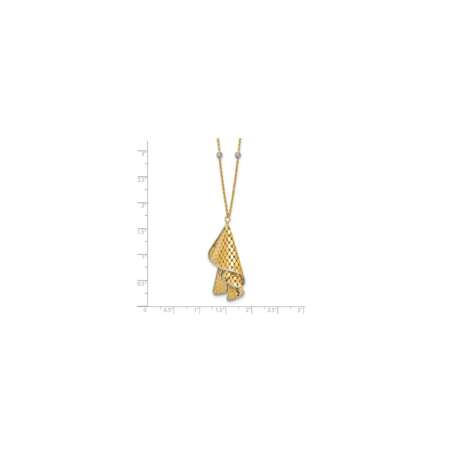 14K Yellow Gold Fancy Twisted Pendant Necklace with Chain