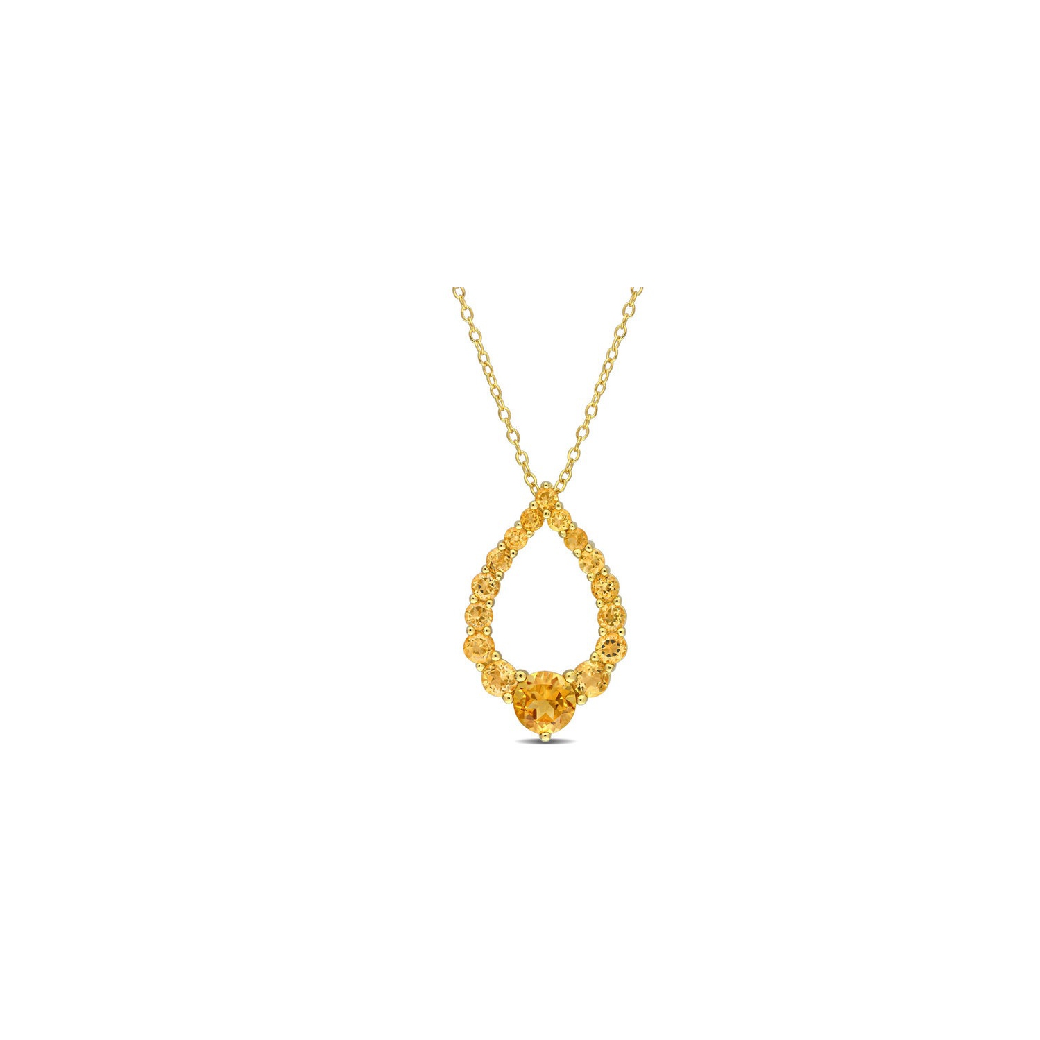 1.96 Carat Madeira Citrine Drop Pendant Necklace in Yellow Plated Sterling Silver with Chain