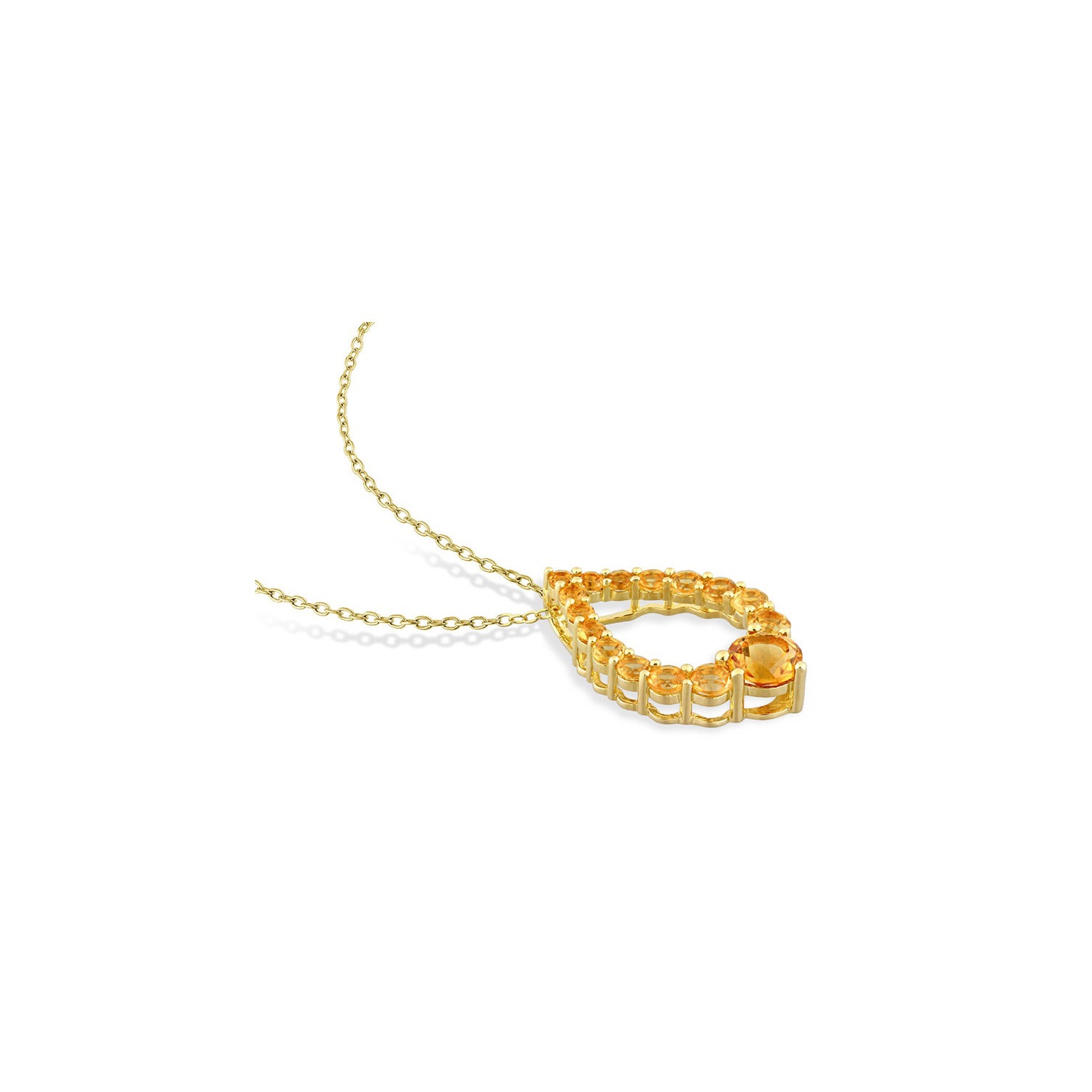 1.96 Carat Madeira Citrine Drop Pendant Necklace in Yellow Plated Sterling Silver with Chain