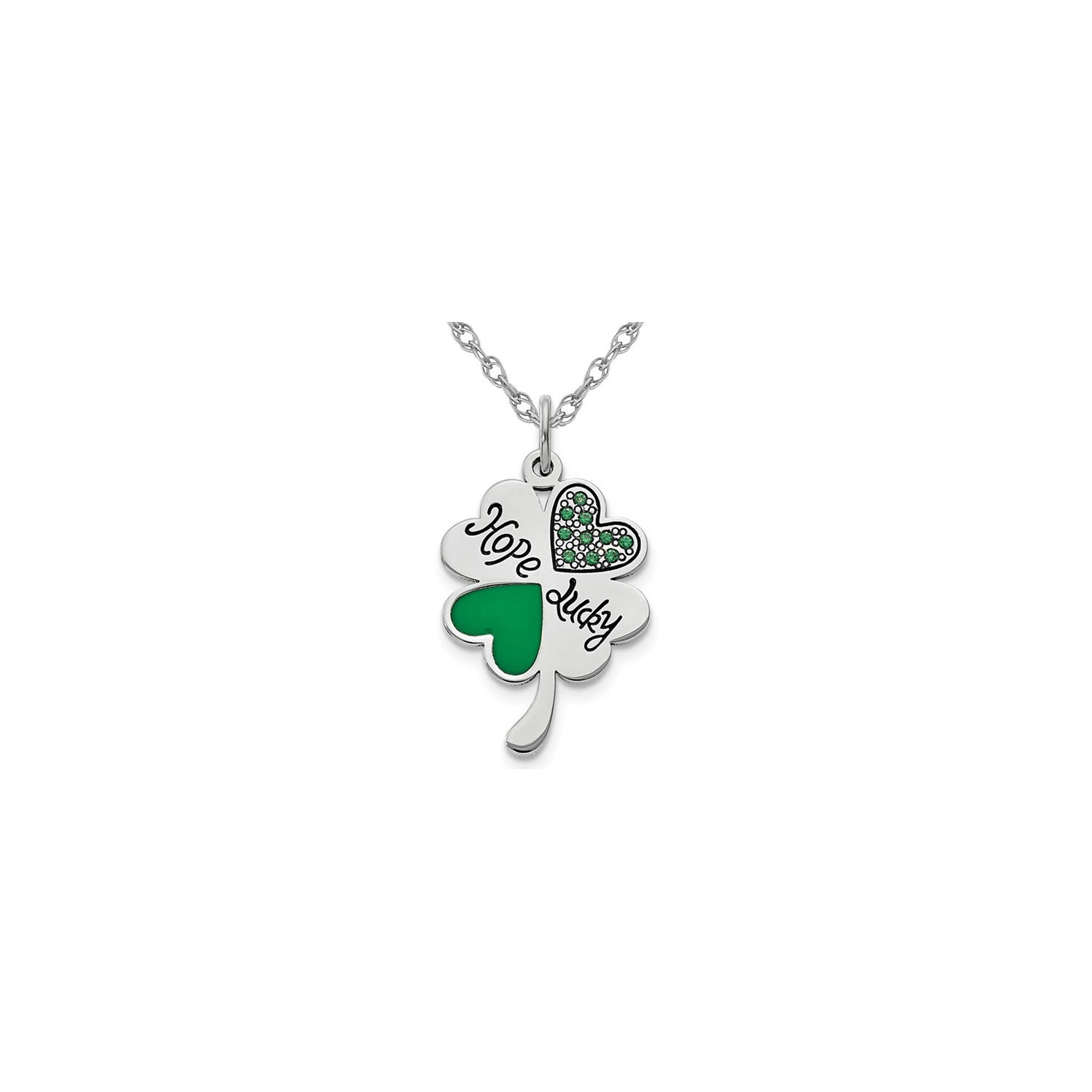 Sterling Silver Clover Lucky Charm Pendant Necklace with Chain