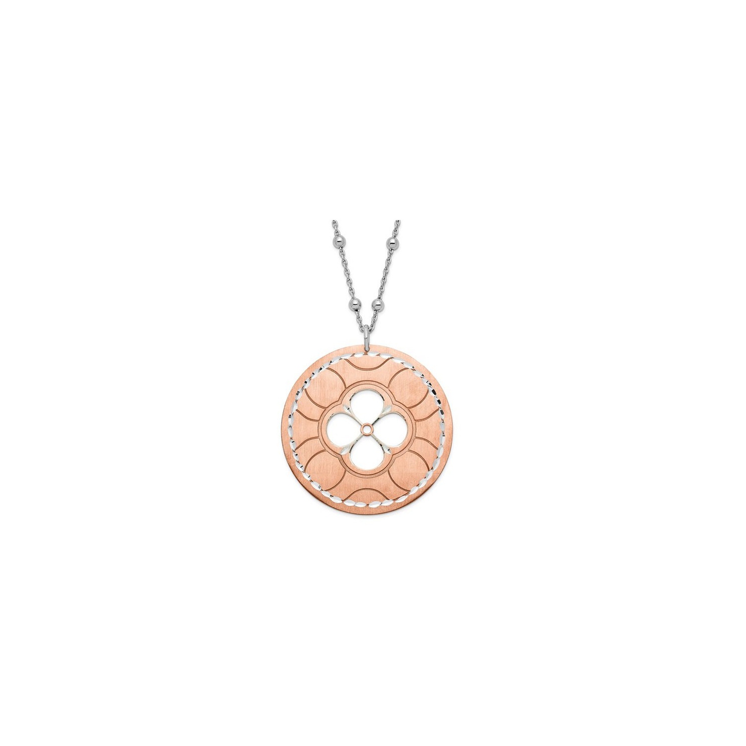 Collier en argent sterling plaqué rose avec pendentif en forme de cercle et chaîne