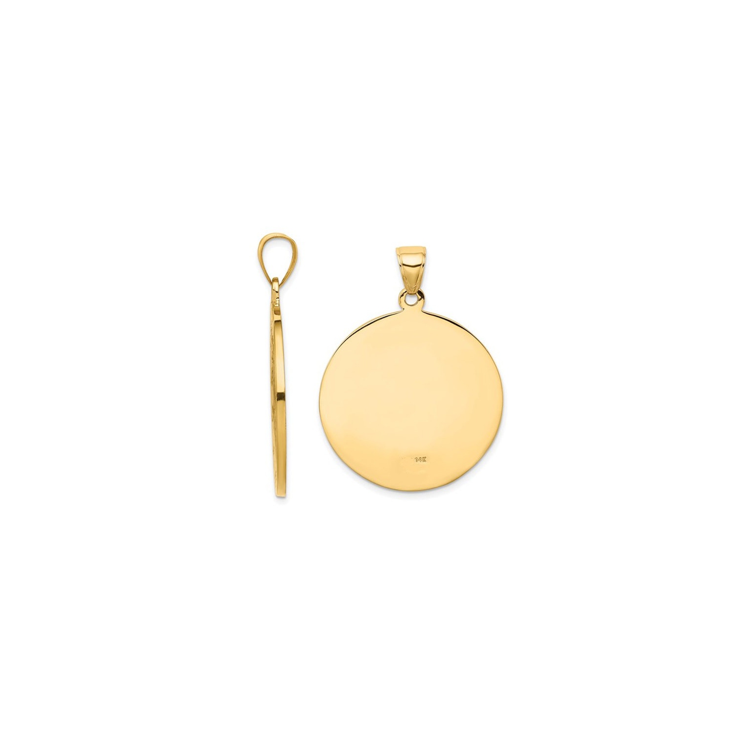 Collier à pendentif en or jaune 14K ct avec médaille de protection Saint-Christophe
