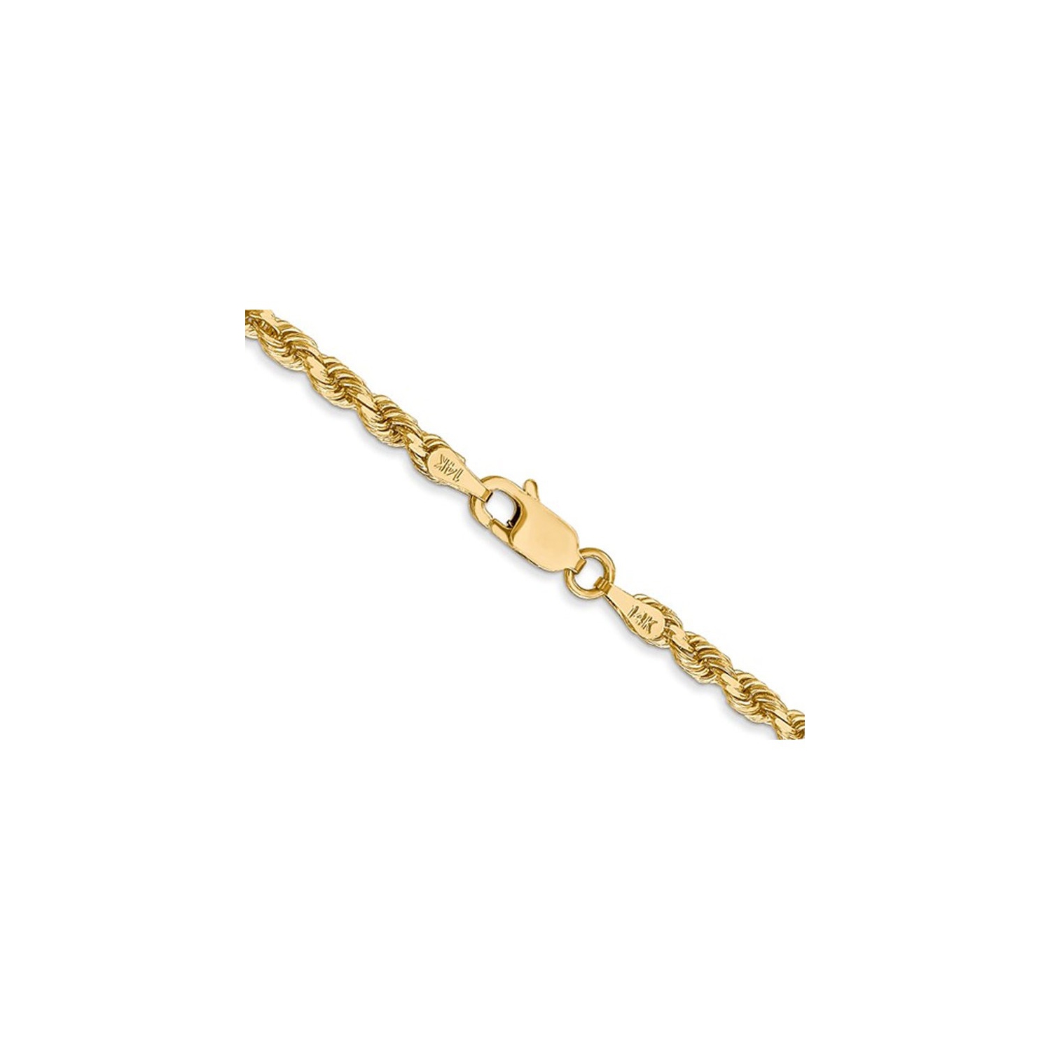 14K Yellow Gold Diamond-Cut Rope Chain Necklace 22 Inches