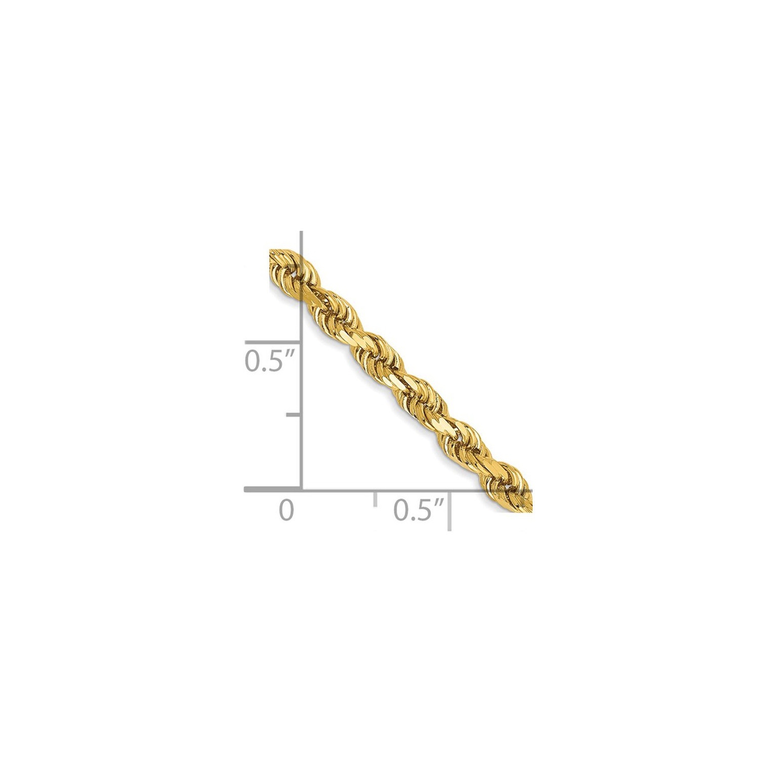 14K Yellow Gold Diamond-Cut Rope Chain Necklace 22 Inches