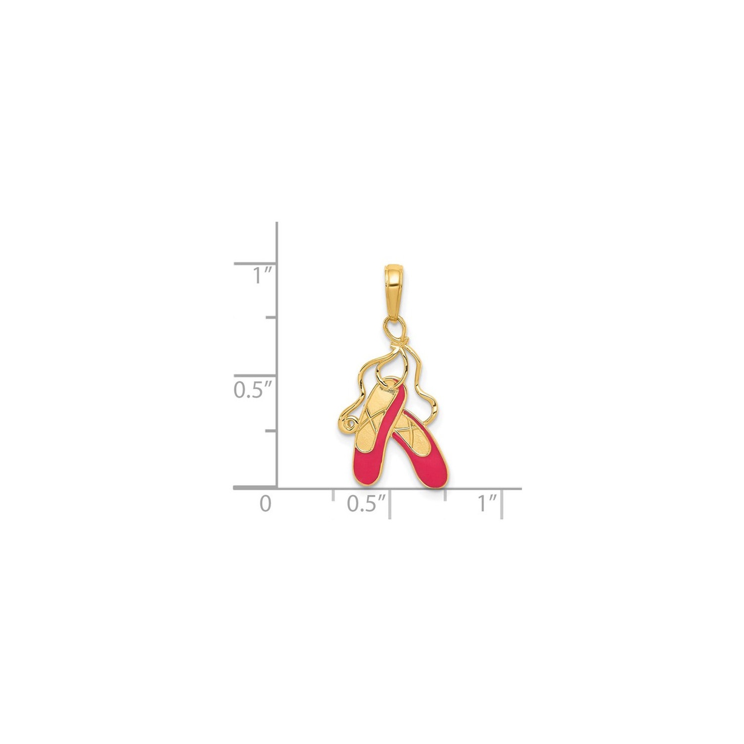 14K Yellow Gold Ballet Slippers Charm Pendant