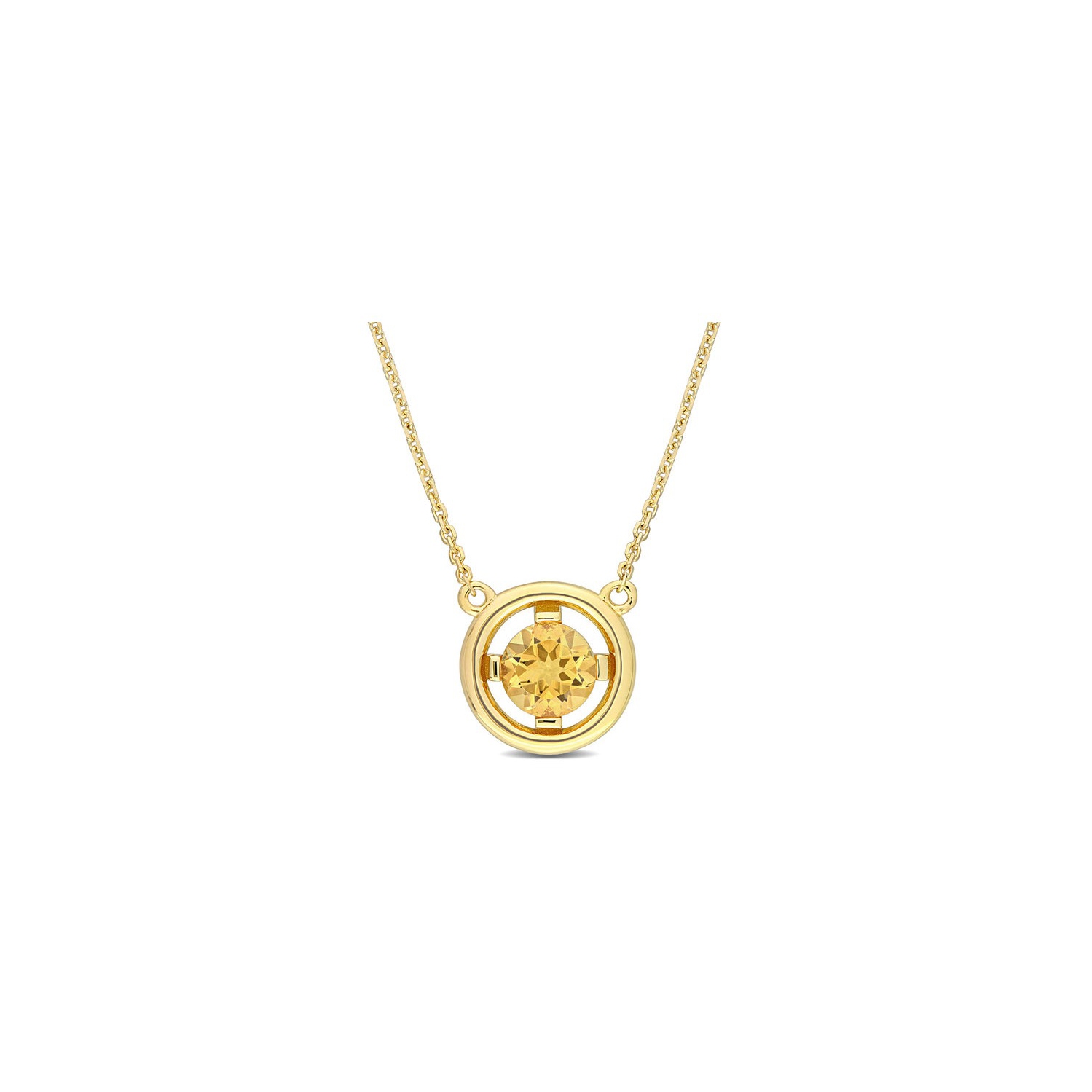 3/4 Carat Citrine Solitaire Pendant Necklace in 10K Yellow Gold with Chain