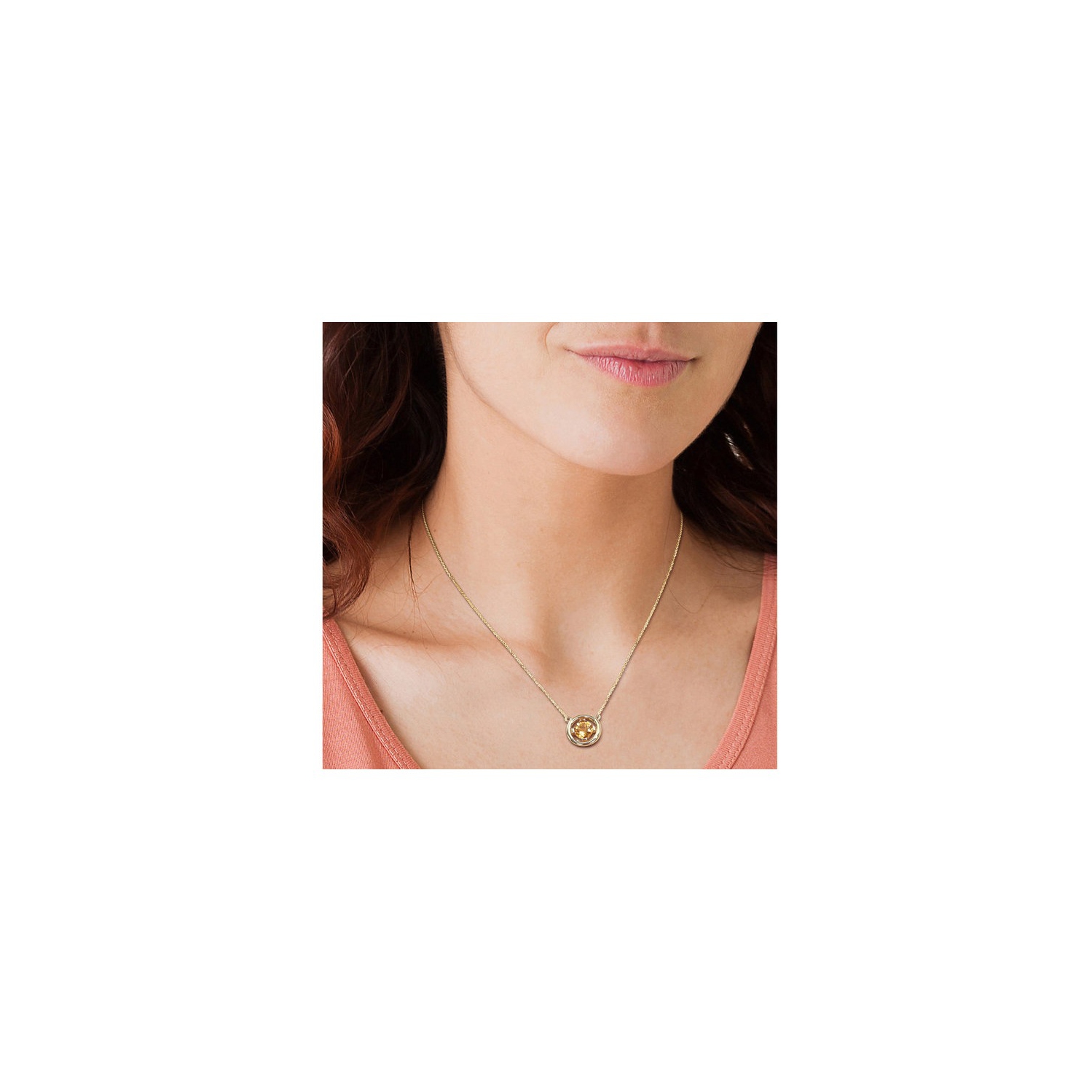 3/4 Carat Citrine Solitaire Pendant Necklace in 10K Yellow Gold with Chain
