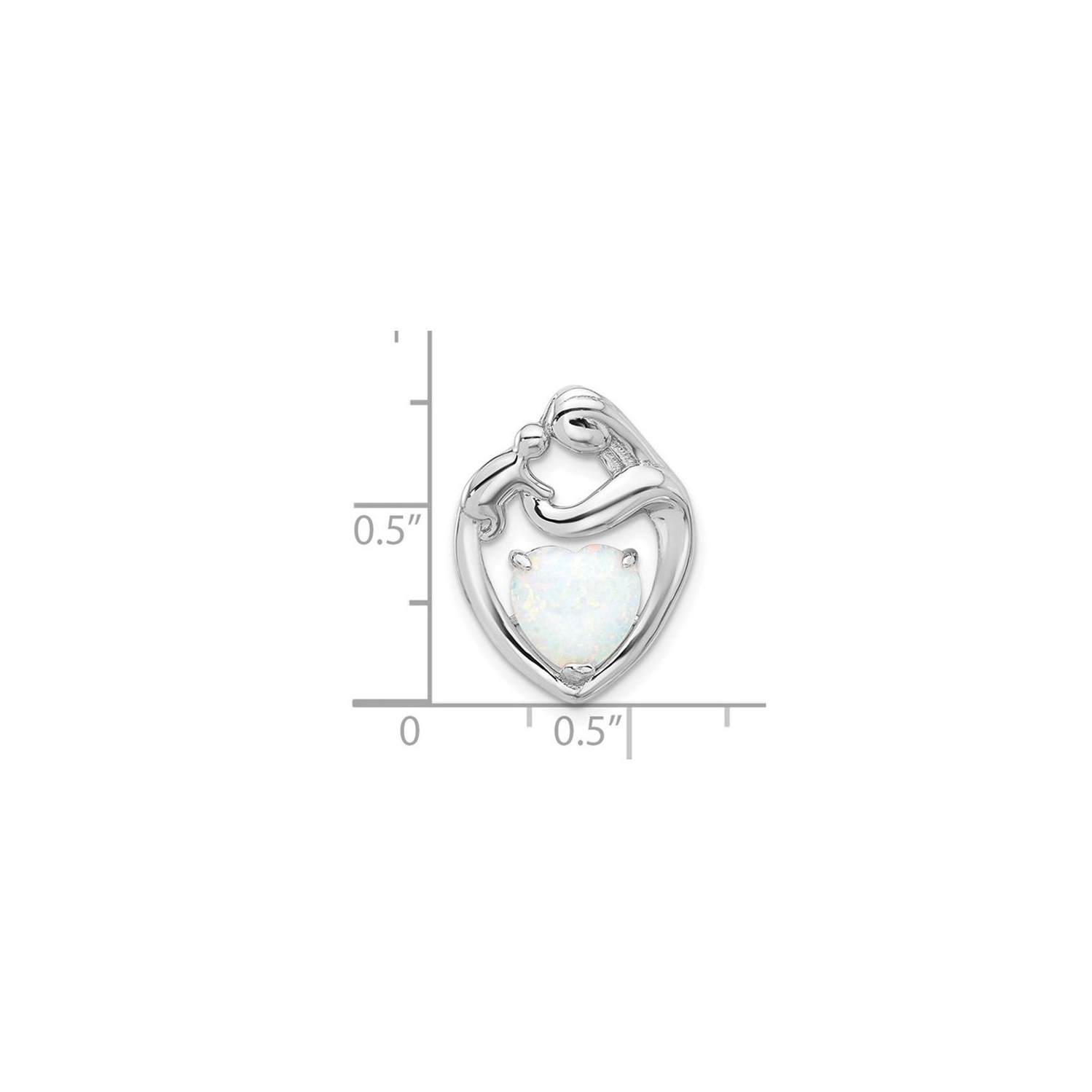 Collier à pendentif mère et enfant en argent sterling avec opale synthétique et chaîne