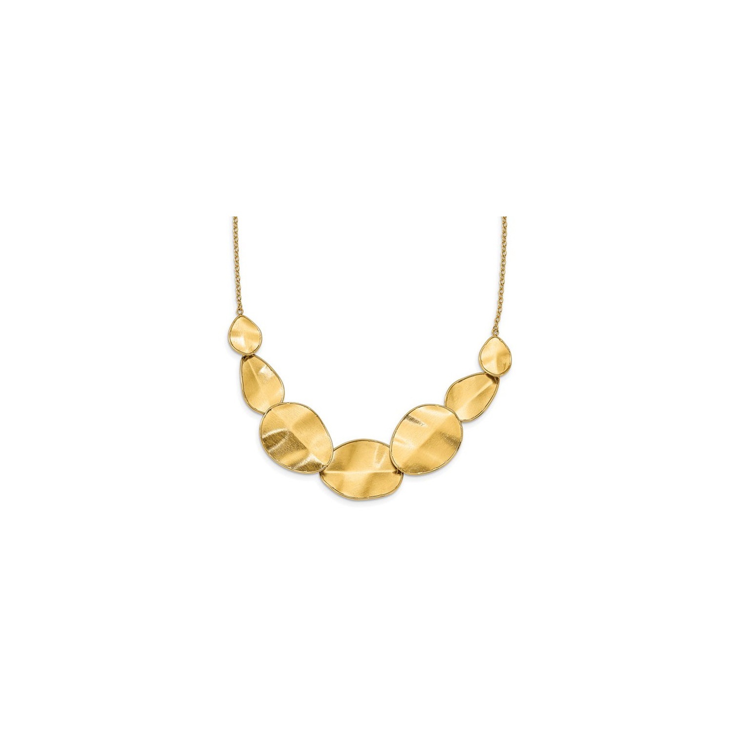 14K Yellow Gold Textured and Polished Necklace