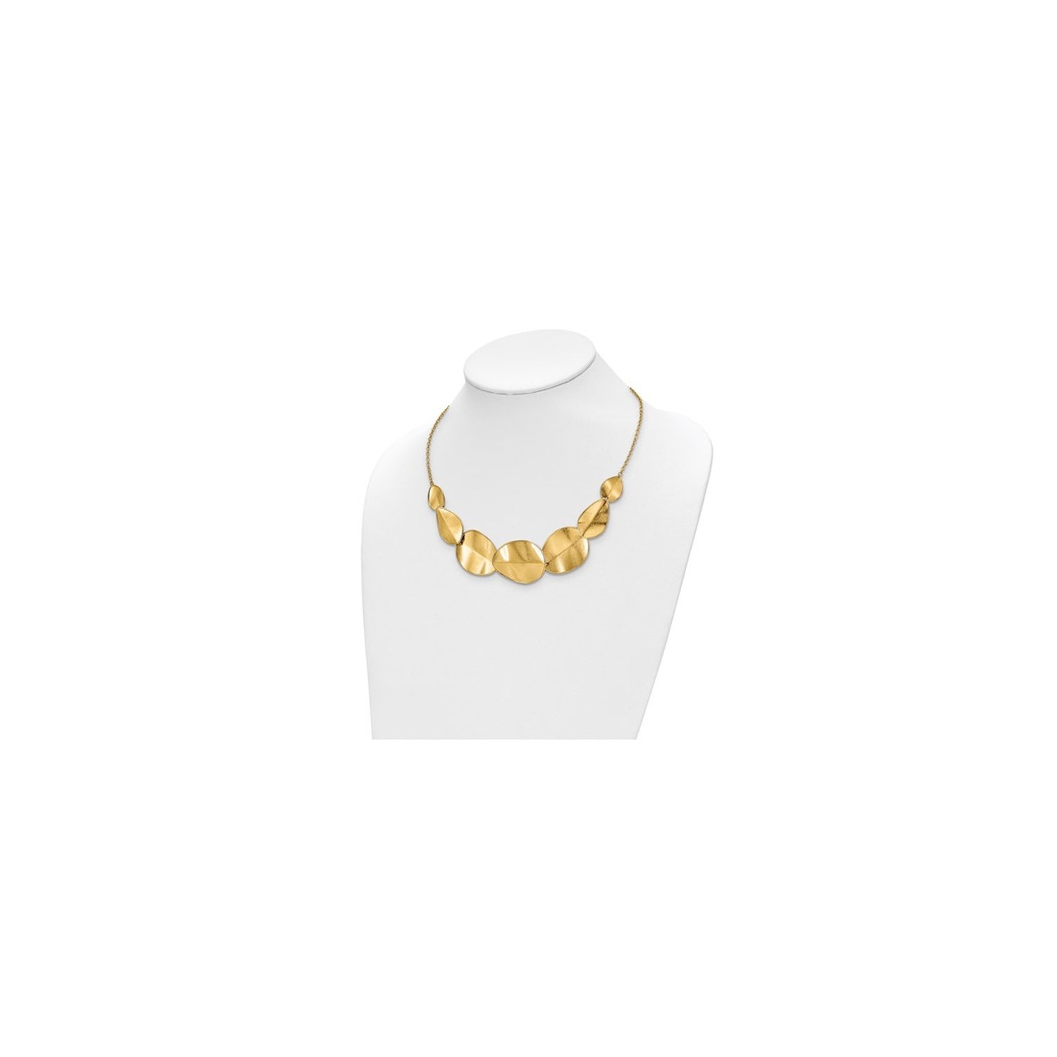 14K Yellow Gold Textured and Polished Necklace