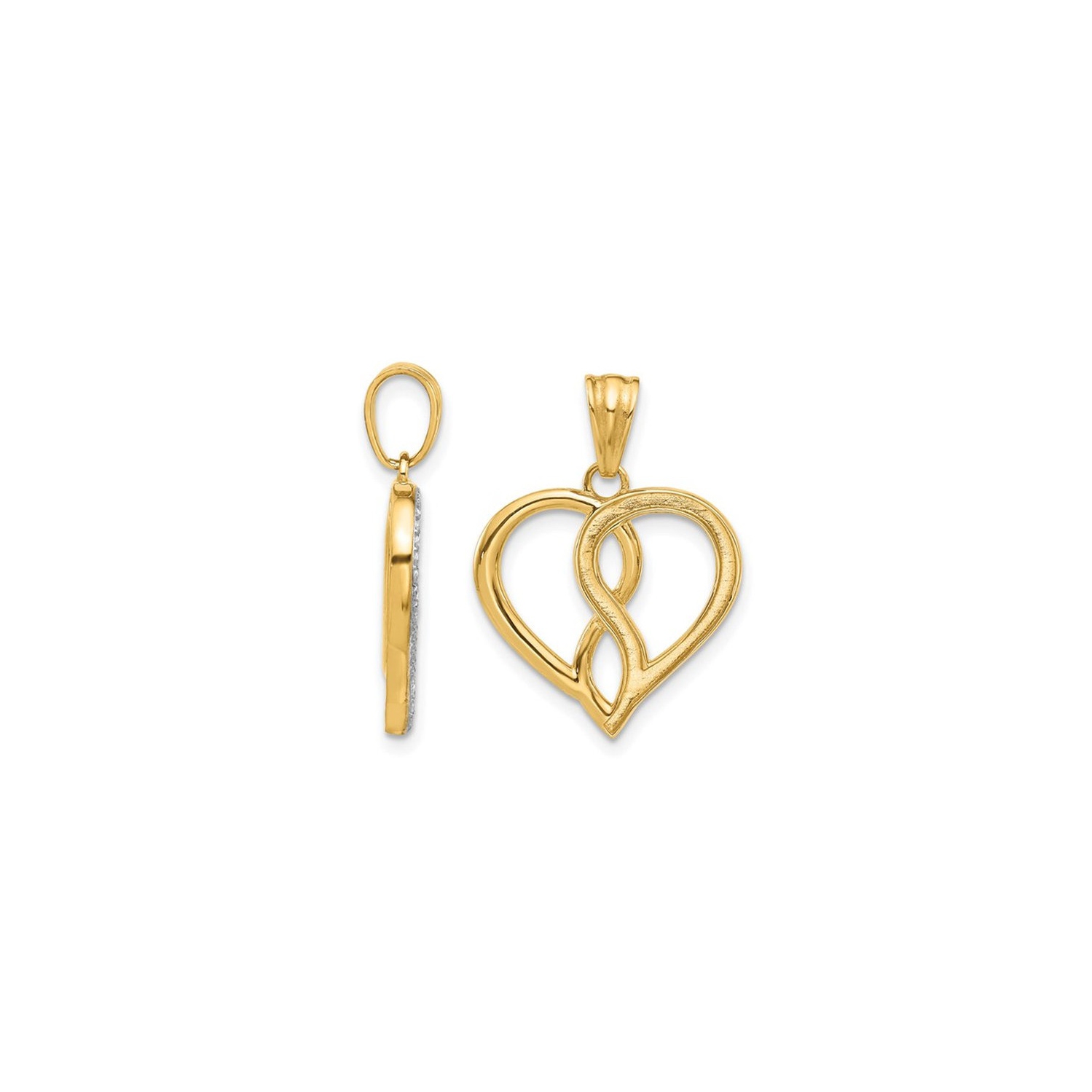 14K Yellow Gold Heart Charm Pendant Necklace with Chain