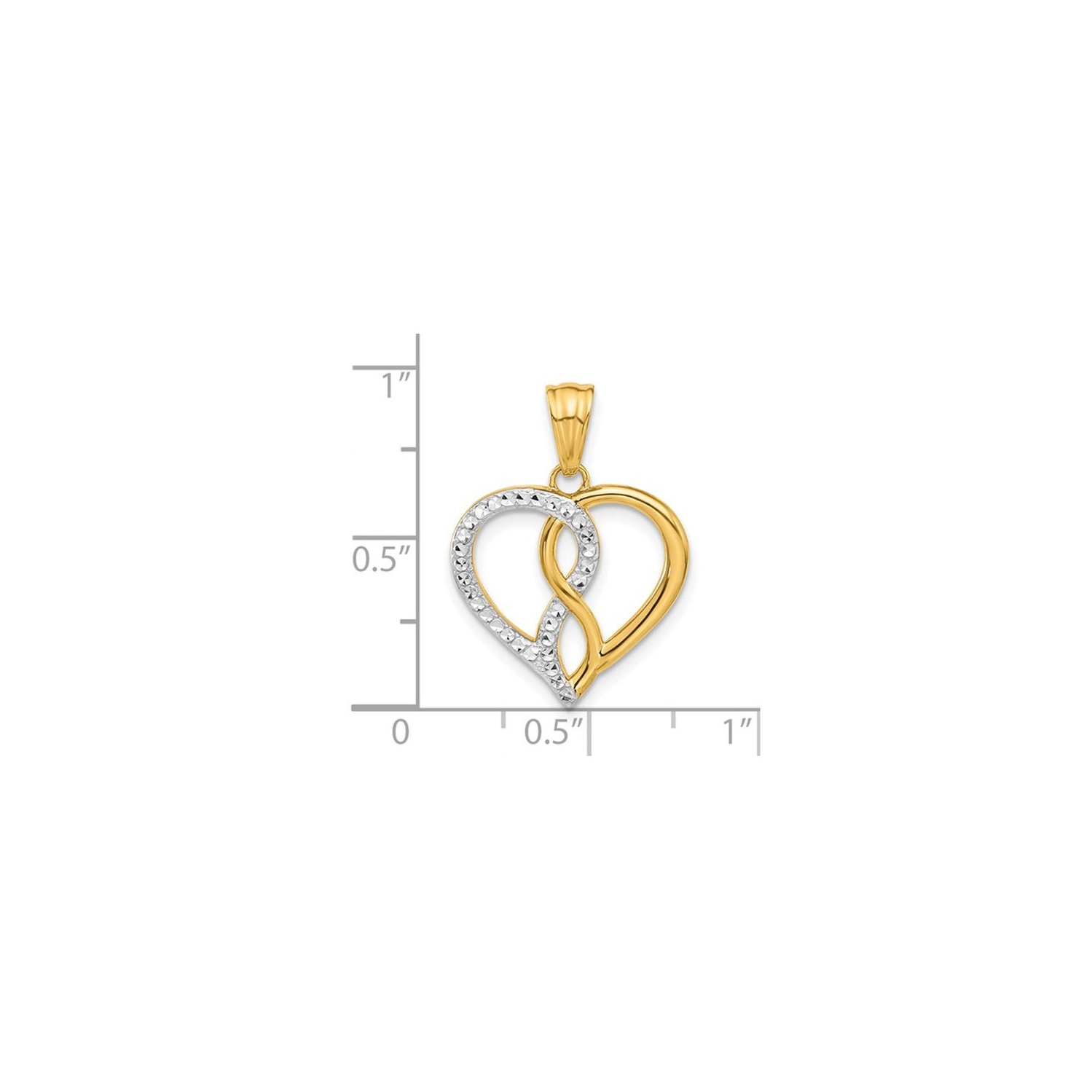 14K Yellow Gold Heart Charm Pendant Necklace with Chain