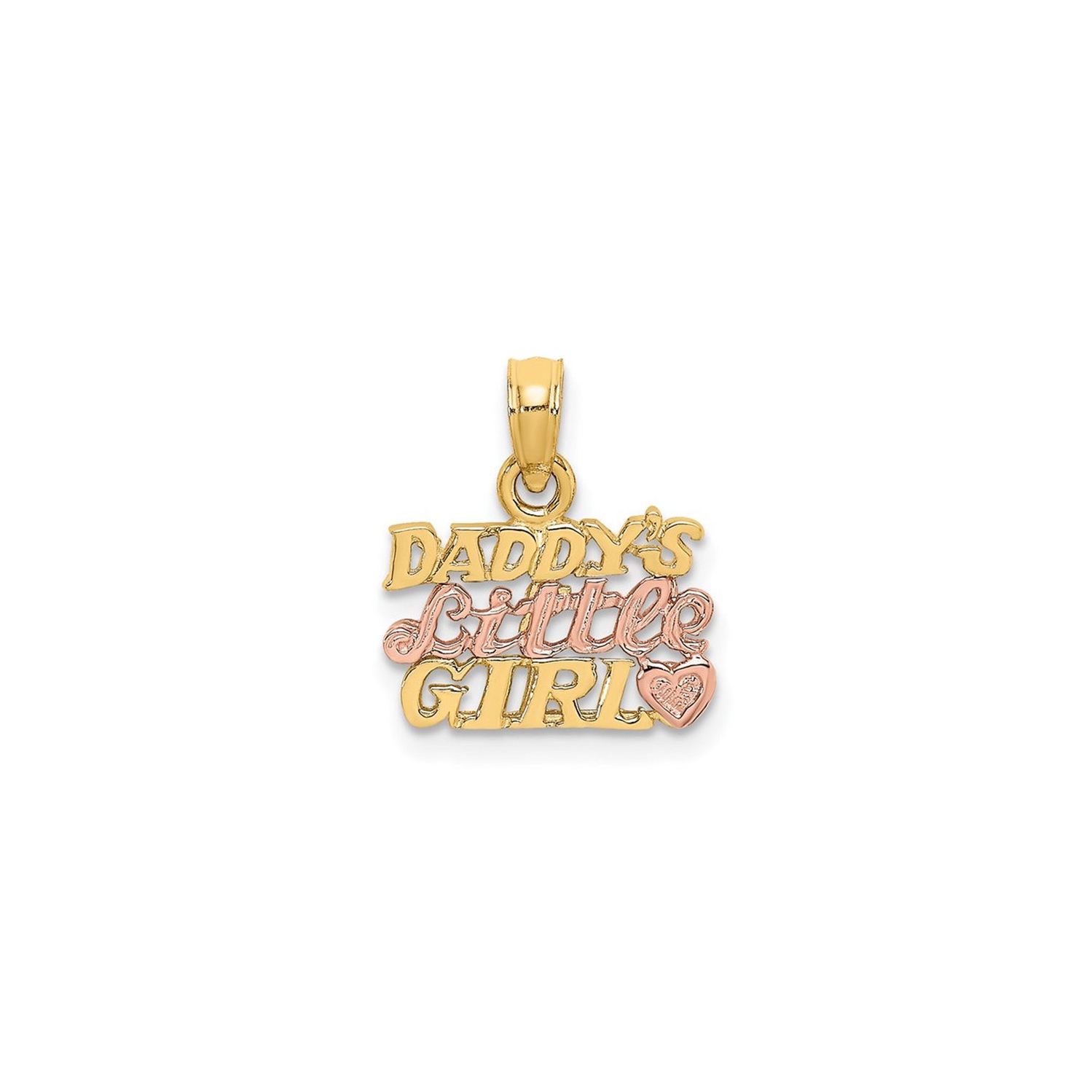 14K Yelllow and Rose Gold Daddys Little Girl Charm Pendant