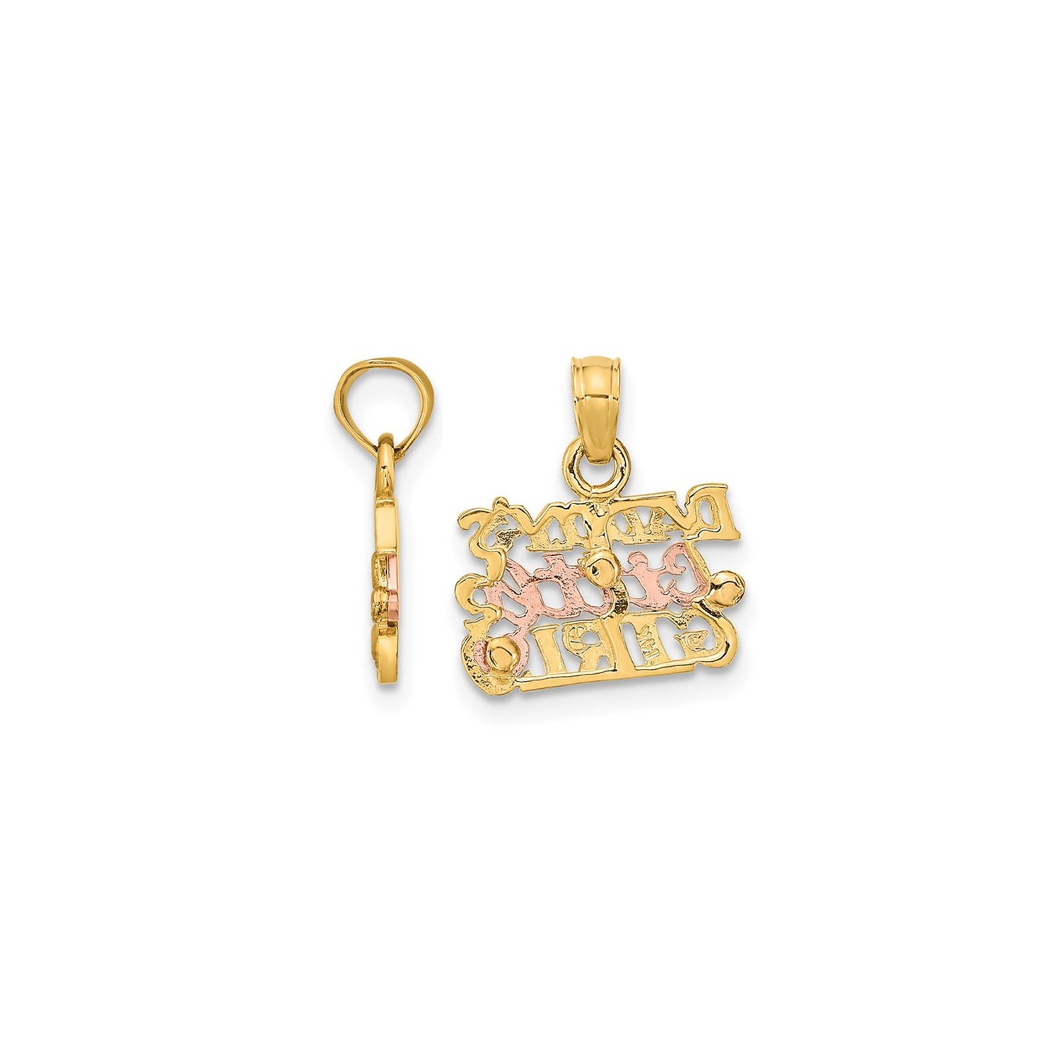 14K Yelllow and Rose Gold Daddys Little Girl Charm Pendant