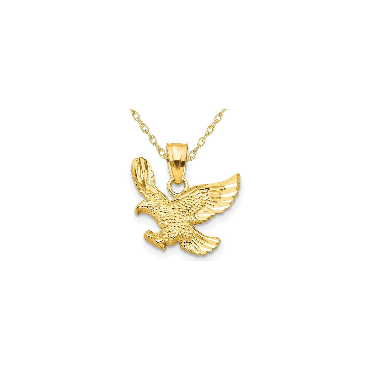 10K Yellow Gold Eagle Charm Pendant Necklace with Chain