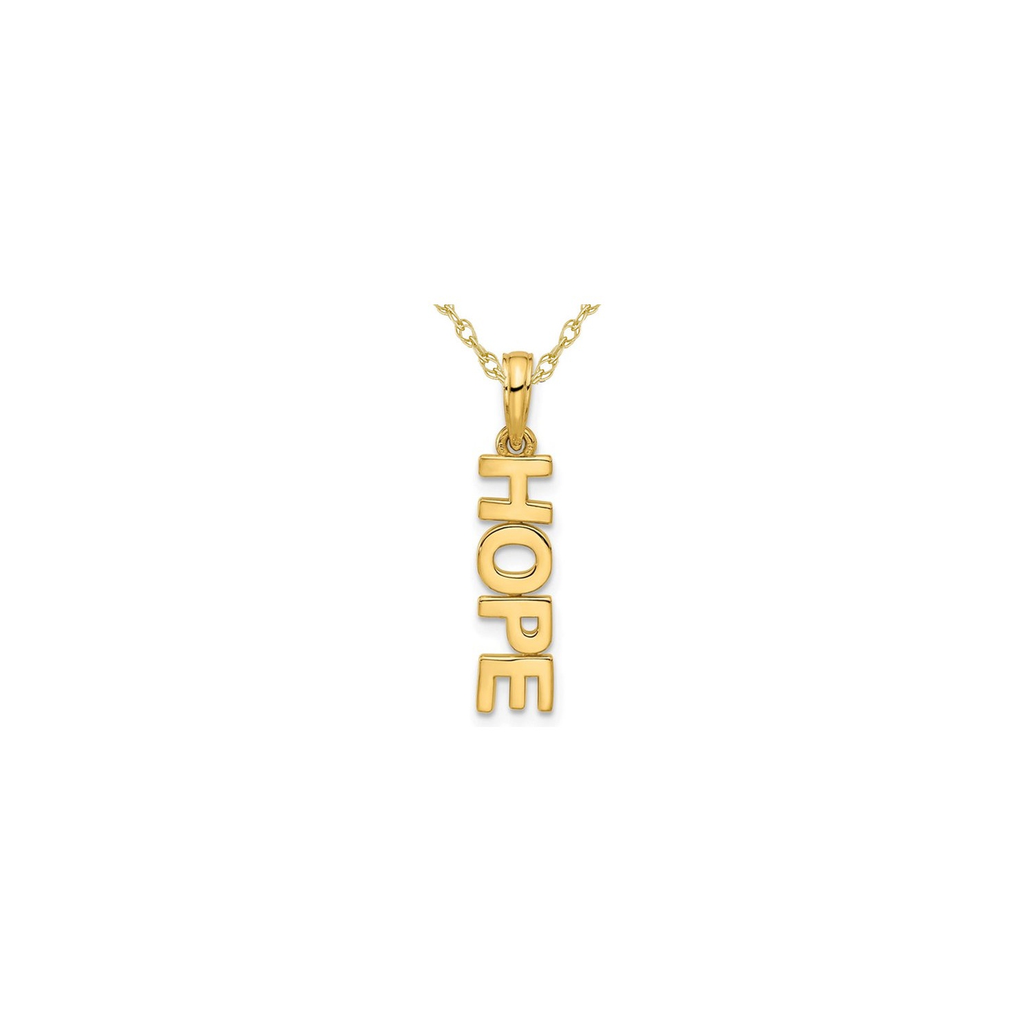 14K Yellow Gold HOPE Pendant Necklace with Chain