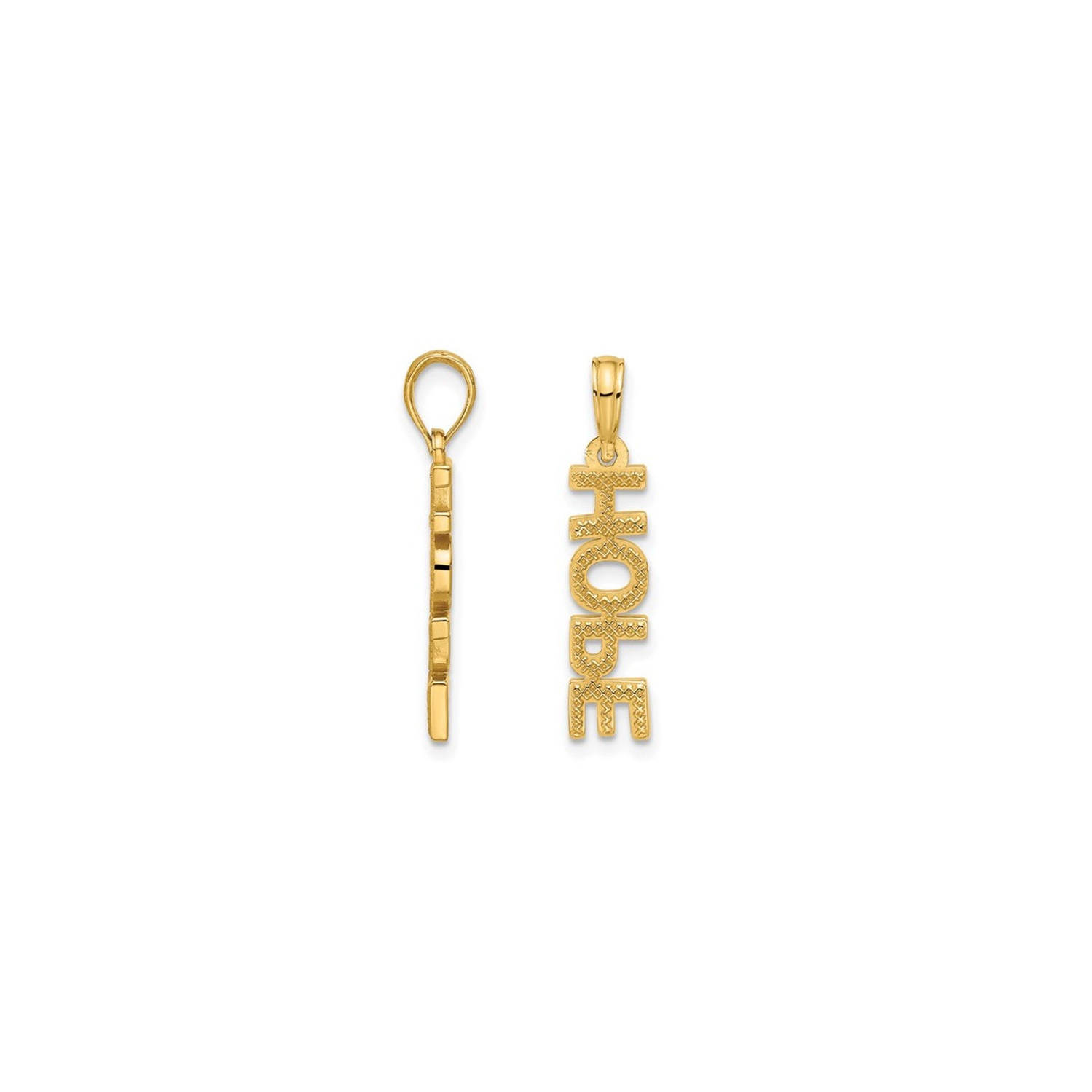 14K Yellow Gold HOPE Pendant Necklace with Chain