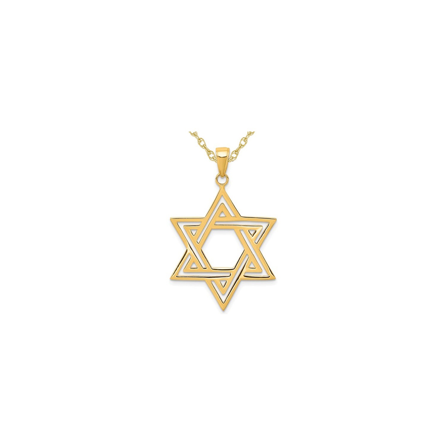 10K Yellow Gold Star of David Pendant Necklace with Chain