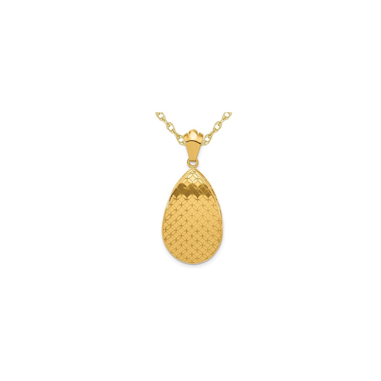 18K Yellow Gold Drop Pendant Necklace with Chain