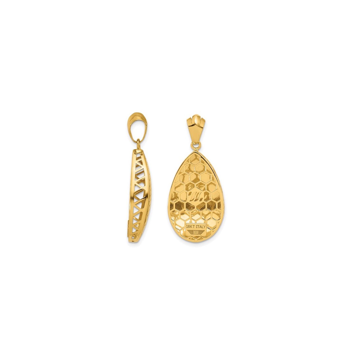 18K Yellow Gold Drop Pendant Necklace with Chain