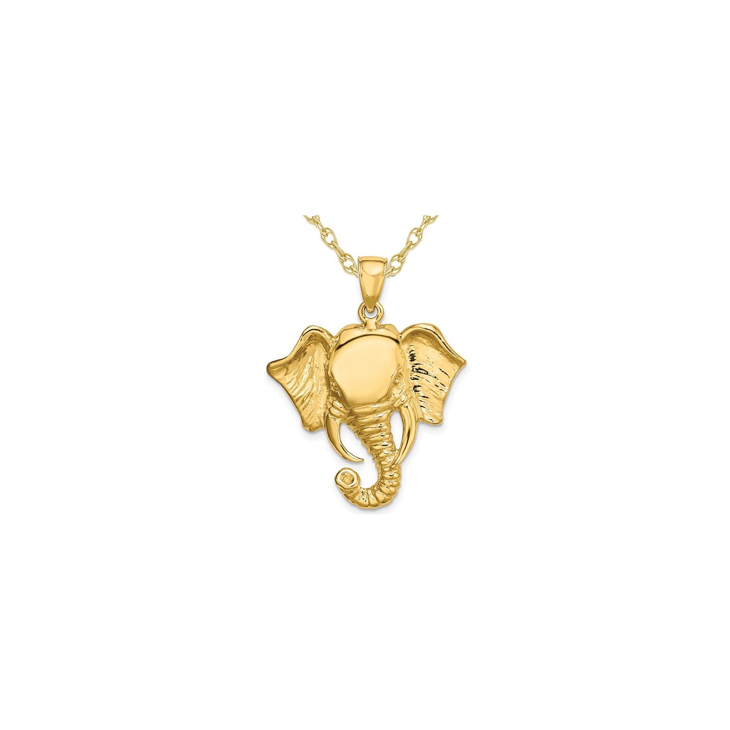 Collier à pendentif en or jaune 10K ct avec breloque en forme d'éléphant et chaîne