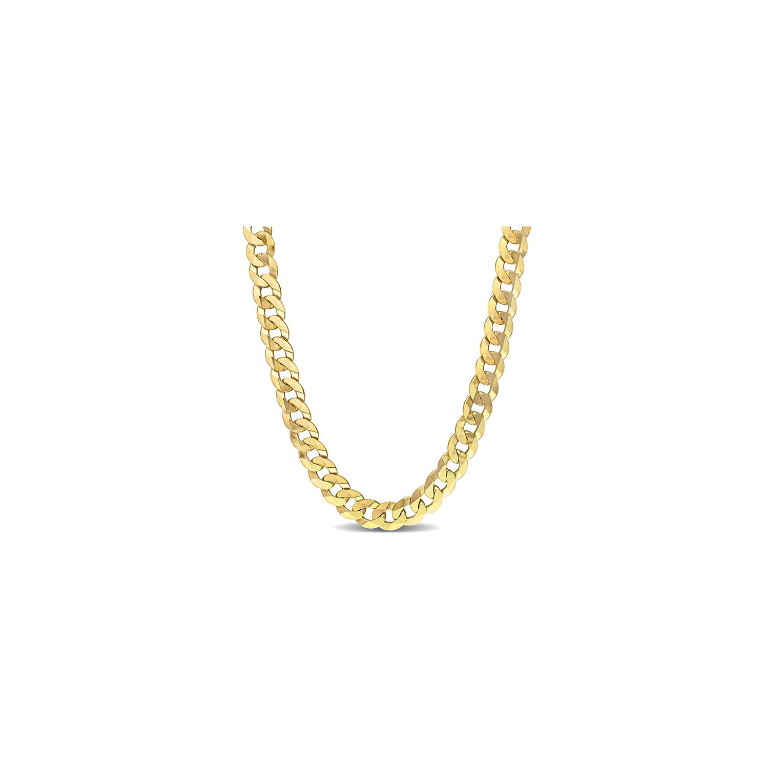 Yellow Plated Sterling Silver Curb Chain Necklace with Lobster Clasp