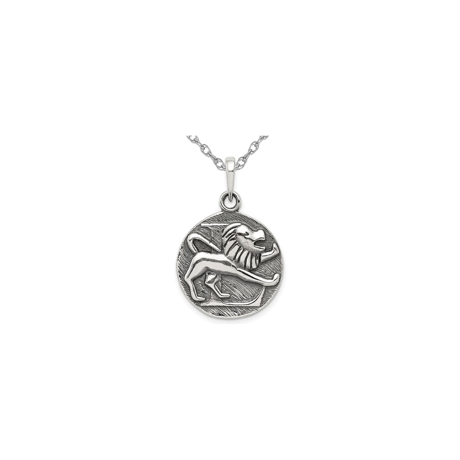 Sterling Silver LEO Charm Zodiac Astrology Pendant Necklace with Chain