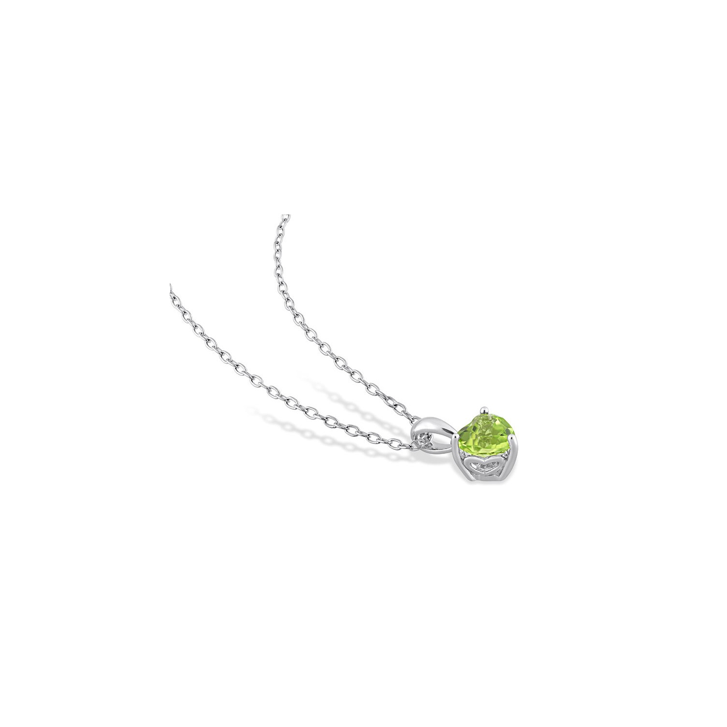 4/5 Carat Peridot Heart Solitaire Pendant Necklace in Sterling Silver with Chain