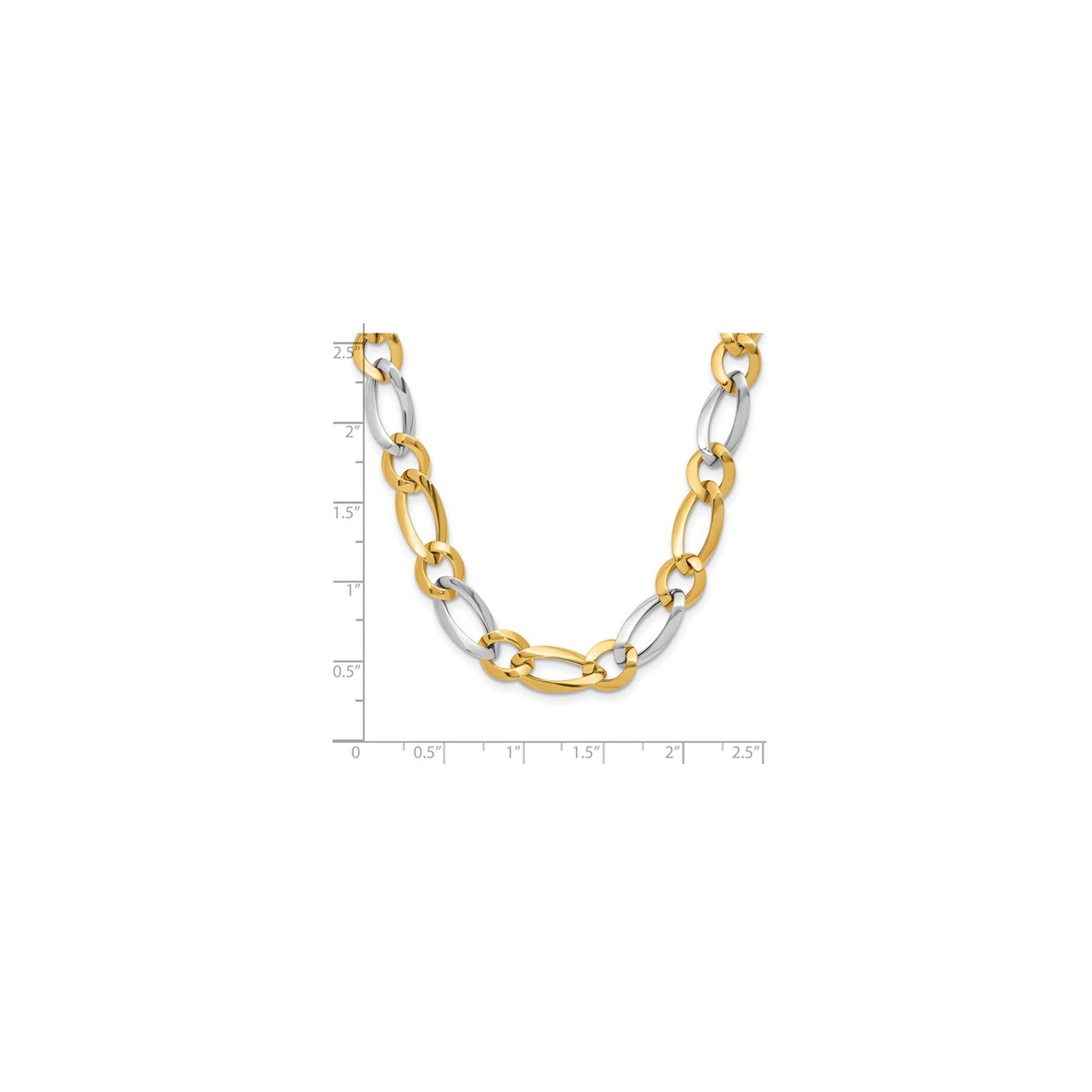 14K Yellow and White Gold Polished Link Necklace