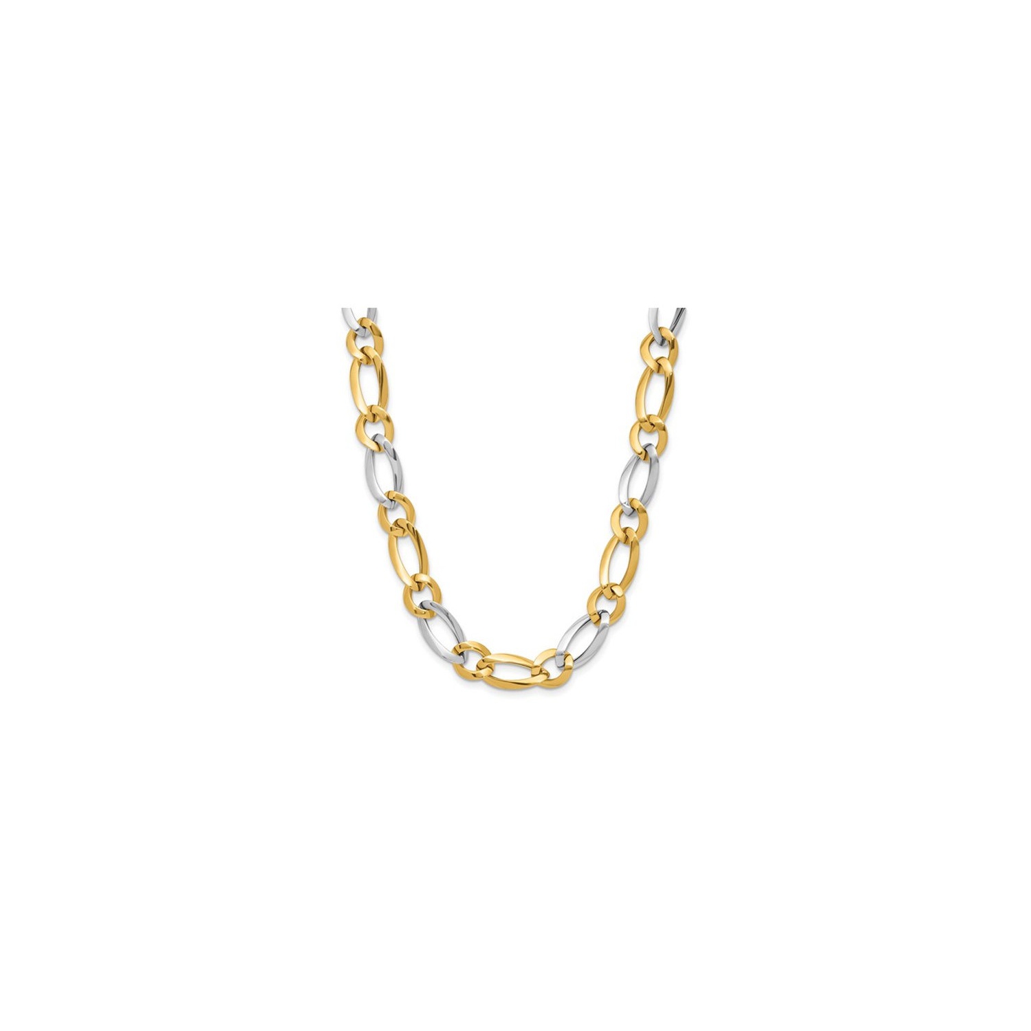 14K Yellow and White Gold Polished Link Necklace