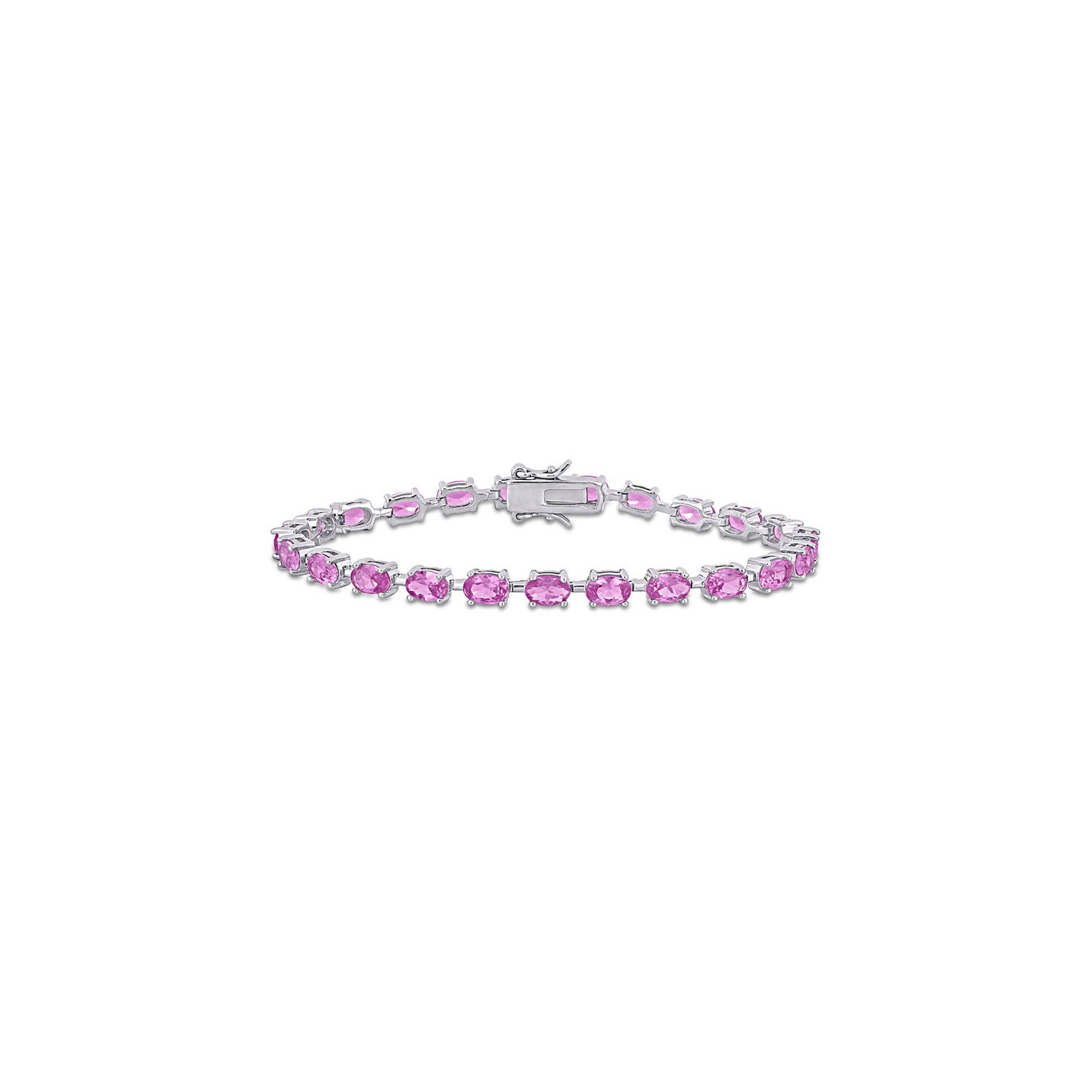 13.34 Carat Lab-Created Pink Sapphire Bracelet in Sterling Silver (7.25 Inches)