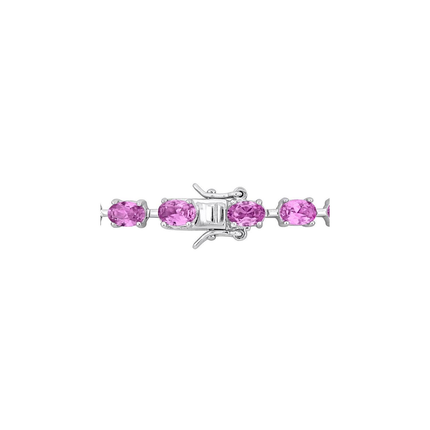 13.34 Carat Lab-Created Pink Sapphire Bracelet in Sterling Silver (7.25 Inches)
