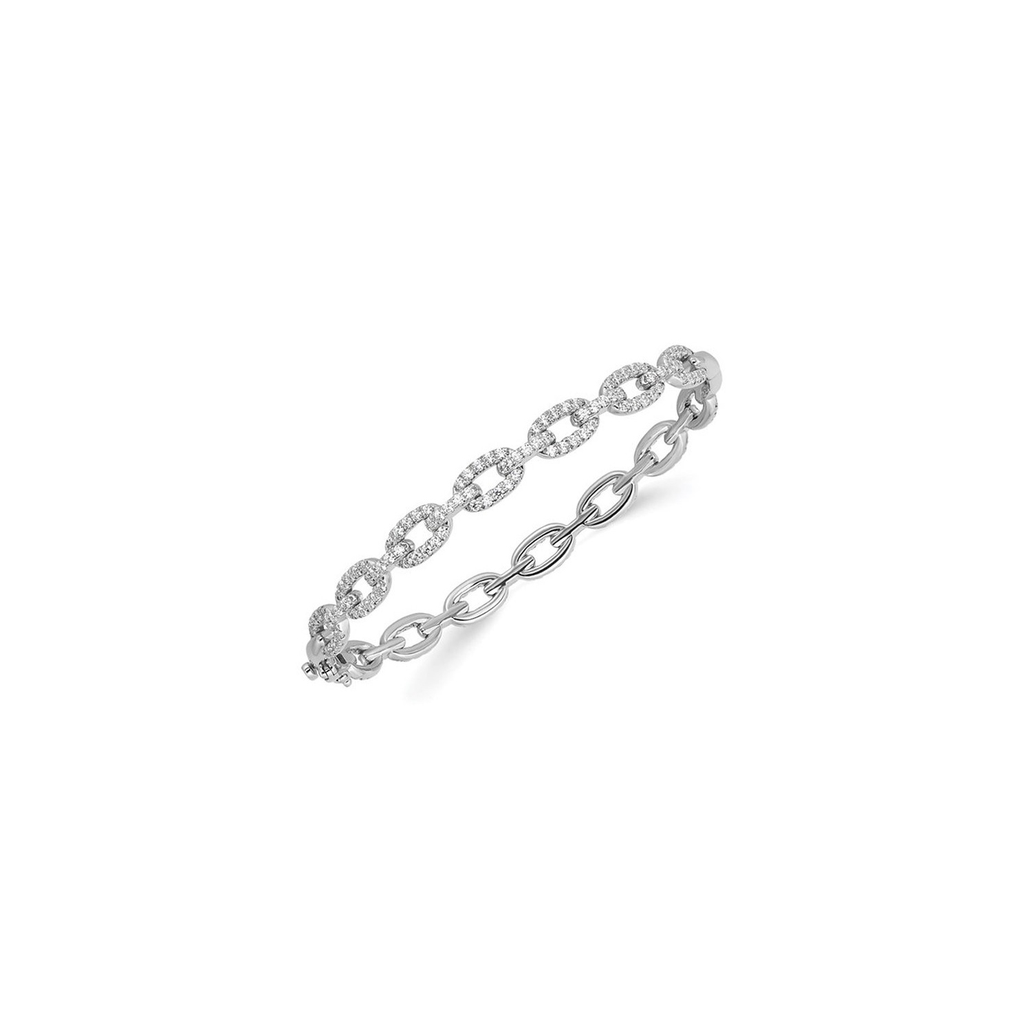 Bracelet à mailles en or blanc 14K ct avec diamants d'2,16&nbsp;carat de taille laboratoire