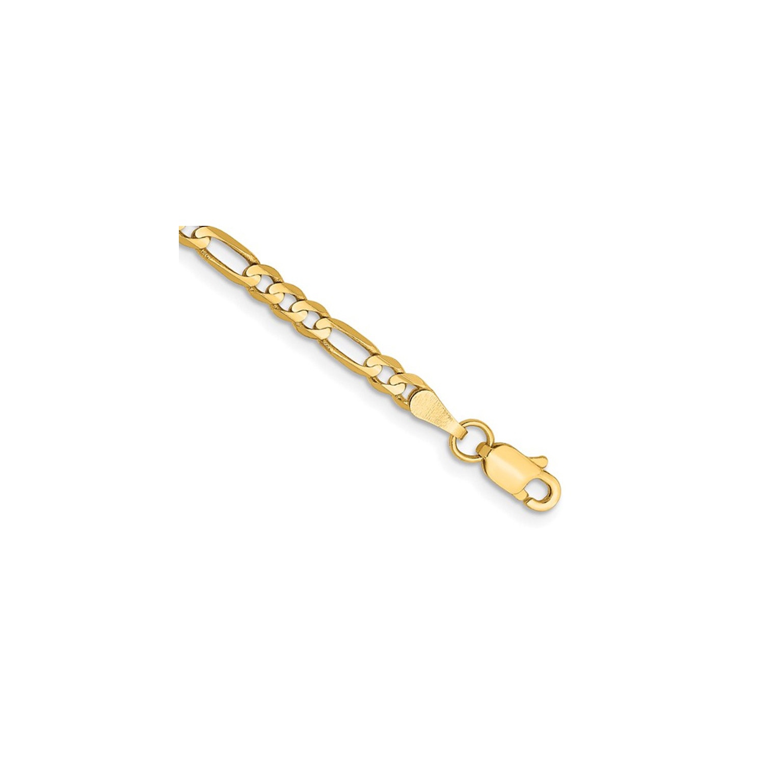 Bracelet maille figaro concave, dames 3&nbsp;mm, 7 po, or jaune 14K ct