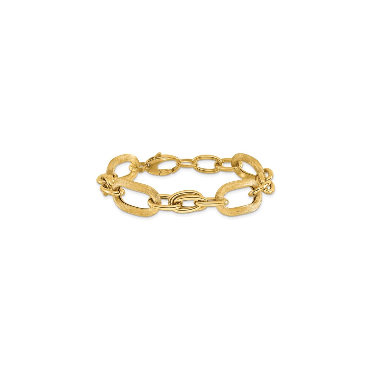 Bracelet femme à maillons en or jaune 14K ct satiné et poli